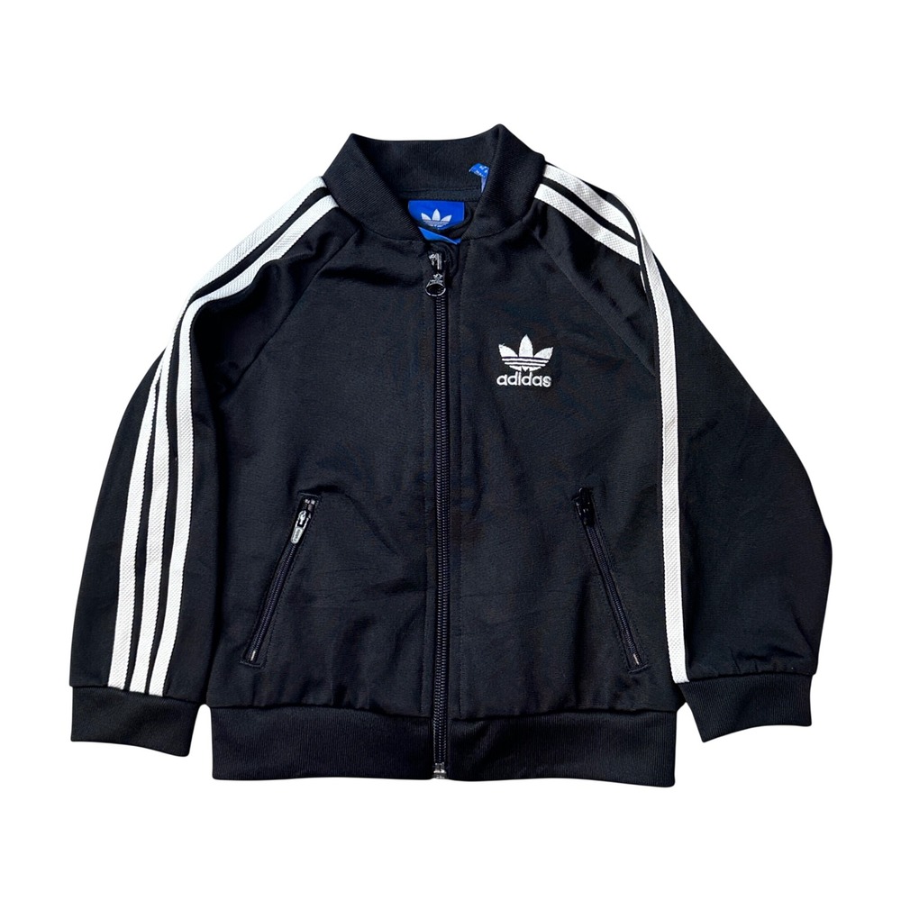 Adidas Track Jacket‎ Kids 12M Black Superstar BR9187 Trefoil 3-Stripe Full Zip